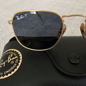 NWB RAY-BAN P Titanium Gold Frame Sunglasses with Blue Polarized Lenses Japan